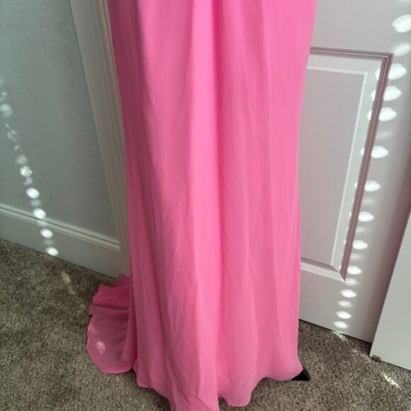 Flirt by Maggy Sottero Pink Formal Gown Halter Neck Prom Pink Beaded Y2K XS - Picture 15 of 16
